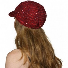 Newsboy Caps Glitter Sequin Trim Newsboy Hat - Wine - CK11TN483KZ $14.90