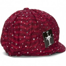 Newsboy Caps Glitter Sequin Trim Newsboy Hat - Wine - CK11TN483KZ $14.90