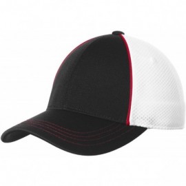 Baseball Caps Piped Mesh Back Cap. STC29 - True Red/Black/White - C417YGZ4USR $11.40