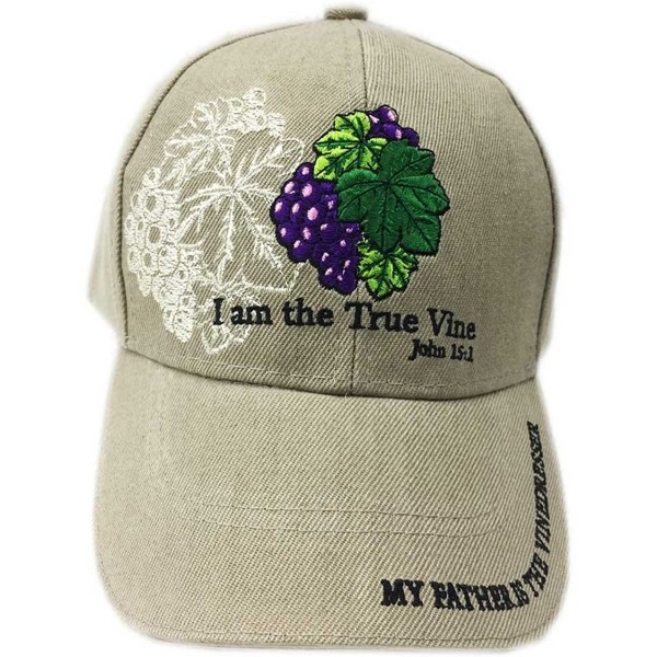 Baseball Caps Christian Bible Verse I Am The True Vine Baseball Cap Hat - Khaki - C117X3QHLZY $15.42
