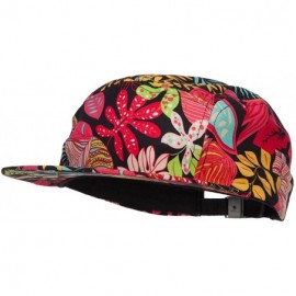 Baseball Caps Men's Leaf Print 5 Panel Cap - Pink Black - C818285AT8A $25.17