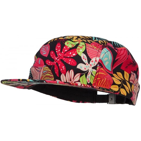 Baseball Caps Men's Leaf Print 5 Panel Cap - Pink Black - C818285AT8A $25.17