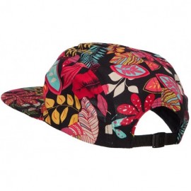 Baseball Caps Men's Leaf Print 5 Panel Cap - Pink Black - C818285AT8A $25.17