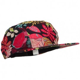 Baseball Caps Men's Leaf Print 5 Panel Cap - Pink Black - C818285AT8A $25.17