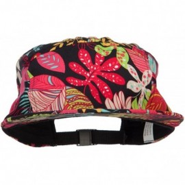 Baseball Caps Men's Leaf Print 5 Panel Cap - Pink Black - C818285AT8A $25.17