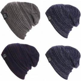 Skullies & Beanies Womens Mens Slouch Beanie Outdoor Ski Skull Cap Warm Knitted Striped Hat - Black - CR12M7XCBKV $11.74