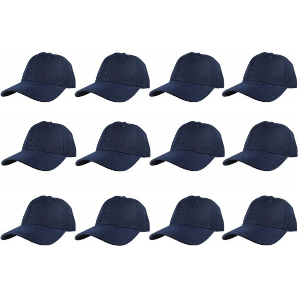 Baseball Caps Plain Blank Baseball Caps Adjustable Back Strap Wholesale LOT 12 PC'S - Navy - CJ12O816W4W $21.44