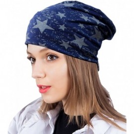 Skullies & Beanies Women's Winter Cotton Beanie Cap Thin Hip-hop Star Hat - Navy Blue - CL129KAQDT3 $11.57