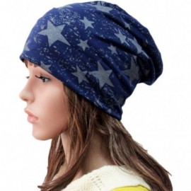 Skullies & Beanies Women's Winter Cotton Beanie Cap Thin Hip-hop Star Hat - Navy Blue - CL129KAQDT3 $11.57