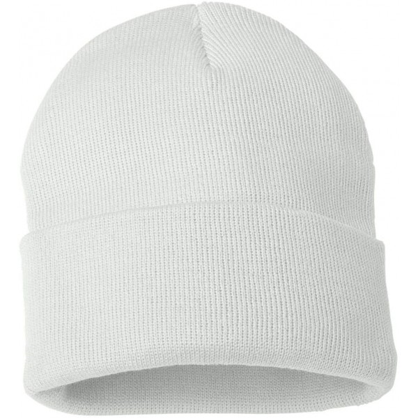 Skullies & Beanies SP12 - 12 Inch Solid Knit Beanie - White - CH1180CJTBD $7.68