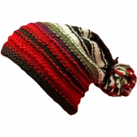 Skullies & Beanies Multicolor Striped Knit Slouchy Beanie Hat - Brown - C6117KA6TBN $27.62