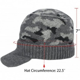 Skullies & Beanies Men's Wool Blend Visor Beanie Cap- Velour Fleece Lined - Camo Gray - CK186OSQSO3 $20.48