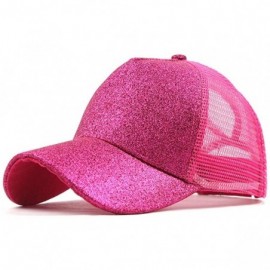 Baseball Caps Baseball Cap for Women- Sequins Outdoor Trucker Hat Ponytail Holder Visor Snapback - Hot Pink B - CV18SA2DOCY $...