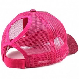 Baseball Caps Baseball Cap for Women- Sequins Outdoor Trucker Hat Ponytail Holder Visor Snapback - Hot Pink B - CV18SA2DOCY $...