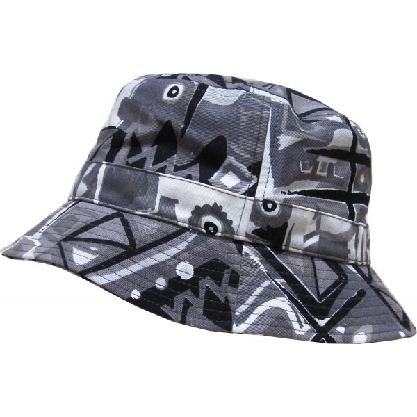 Bucket Hats Floral Galaxy Leaf Aztec Tropical Print Bucket Hat Summer Boonie Cap - (1-2)aztec - Dark Gray - CD11T2U67OT $12.43