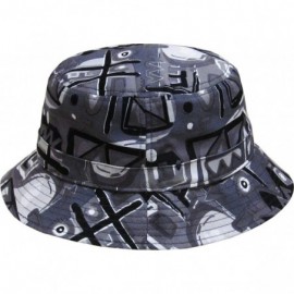 Bucket Hats Floral Galaxy Leaf Aztec Tropical Print Bucket Hat Summer Boonie Cap - (1-2)aztec - Dark Gray - CD11T2U67OT $12.43