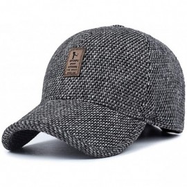 Baseball Caps Men's Winter Wool Baseball Cap with Earflaps Warm Hat for Cold Weather - Grey - CN193E2IND9 $9.07