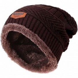 Skullies & Beanies Winter Hats for Women & Men Slouchy Beanie Skull Caps Warm Snow Ski Knit Hat Cap - Brown - CD12O2UVWYX $12.34