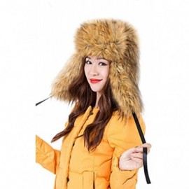 Bomber Hats Women's Russian Cossack Style Faux Fur Winter Ushanka Hat - Yellow - C2128S82F6J $61.05