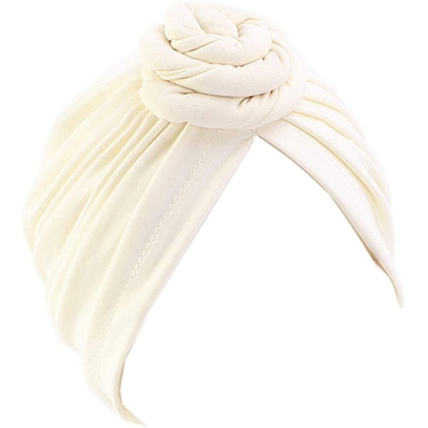 Skullies & Beanies Womens Big Flower Turban Beanie Elegant Cap Head Wrap Stretch Long Hair Scarf Headscarf - 441-beige - C018...
