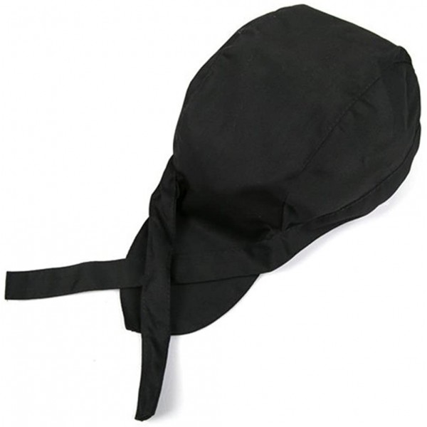 Baseball Caps Fashion Chefs Hat Cap Kitchen Catering Skull Cap Ribbon Cap Turban (Black) - Black - CD129H7WCT5 $12.40