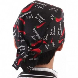 Baseball Caps Fashion Chefs Hat Cap Kitchen Catering Skull Cap Ribbon Cap Turban (Black) - Black - CD129H7WCT5 $12.40