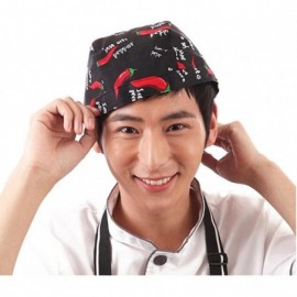 Baseball Caps Fashion Chefs Hat Cap Kitchen Catering Skull Cap Ribbon Cap Turban (Black) - Black - CD129H7WCT5 $12.40