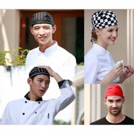 Baseball Caps Fashion Chefs Hat Cap Kitchen Catering Skull Cap Ribbon Cap Turban (Black) - Black - CD129H7WCT5 $12.40
