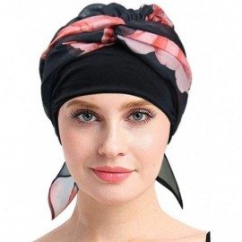 Skullies & Beanies Chemo Headwear Headwrap Scarf Cancer Caps Gifts for Hair Loss Women - Dark Red Black - C8189W2EMMQ $32.22