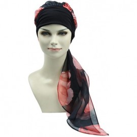 Skullies & Beanies Chemo Headwear Headwrap Scarf Cancer Caps Gifts for Hair Loss Women - Dark Red Black - C8189W2EMMQ $19.76