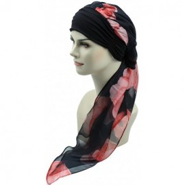 Skullies & Beanies Chemo Headwear Headwrap Scarf Cancer Caps Gifts for Hair Loss Women - Dark Red Black - C8189W2EMMQ $19.76