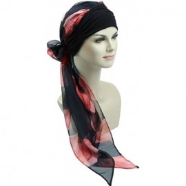 Skullies & Beanies Chemo Headwear Headwrap Scarf Cancer Caps Gifts for Hair Loss Women - Dark Red Black - C8189W2EMMQ $19.76