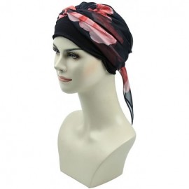 Skullies & Beanies Chemo Headwear Headwrap Scarf Cancer Caps Gifts for Hair Loss Women - Dark Red Black - C8189W2EMMQ $19.76