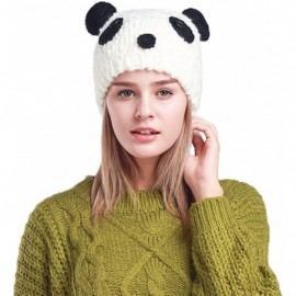 Sun Hats Cute Parent-Child Knitted Cat Bear Ear Cap Beanie Black - Panda - CS12ODPB4IX $25.20