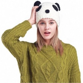 Sun Hats Cute Parent-Child Knitted Cat Bear Ear Cap Beanie Black - Panda - CS12ODPB4IX $12.94