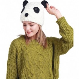 Sun Hats Cute Parent-Child Knitted Cat Bear Ear Cap Beanie Black - Panda - CS12ODPB4IX $12.94