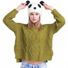 Sun Hats Cute Parent-Child Knitted Cat Bear Ear Cap Beanie Black - Panda - CS12ODPB4IX $12.94