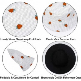 Bucket Hats Fashion Fruit Bucket Hat for Women Trendy Strawberry Painted Foldable Summer Cotton Fisherman Sun Caps - CQ1983RO...