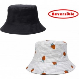 Bucket Hats Fashion Fruit Bucket Hat for Women Trendy Strawberry Painted Foldable Summer Cotton Fisherman Sun Caps - CQ1983RO...