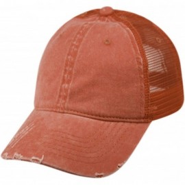 Baseball Caps Low Profile Unstructured HAT Twill Distressed MESH Trucker CAPS - Rust - CS12NU76M06 $13.97