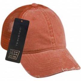 Baseball Caps Low Profile Unstructured HAT Twill Distressed MESH Trucker CAPS - Rust - CS12NU76M06 $13.97