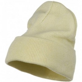 Skullies & Beanies Plain Cuff XL Size Cotton Beanie - Natural - CD115EH0UXN $28.85