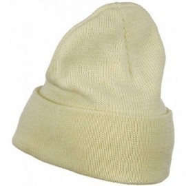 Skullies & Beanies Plain Cuff XL Size Cotton Beanie - Natural - CD115EH0UXN $28.85