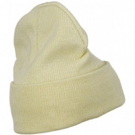 Skullies & Beanies Plain Cuff XL Size Cotton Beanie - Natural - CD115EH0UXN $28.85