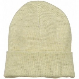 Skullies & Beanies Plain Cuff XL Size Cotton Beanie - Natural - CD115EH0UXN $28.85