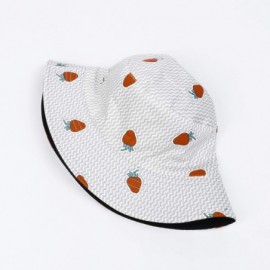 Bucket Hats Fashion Fruit Bucket Hat for Women Trendy Strawberry Painted Foldable Summer Cotton Fisherman Sun Caps - CQ1983RO...