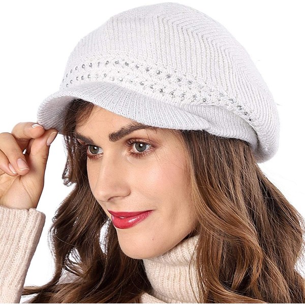 Berets Knit Berets for Women Winter Chic Skull Caps Slouchy Beanie Hat - Br015-white - CI18A0LCWI6 $7.94