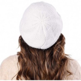 Berets Knit Berets for Women Winter Chic Skull Caps Slouchy Beanie Hat - Br015-white - CI18A0LCWI6 $7.94