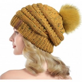 Skullies & Beanies Women Winter Slouchy Beanie Thick Chunky Baggy Hat Knit Warm Snow Cap with Faux Fur Pom Pom Beanie Hats - ...