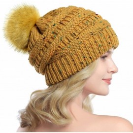 Skullies & Beanies Women Winter Slouchy Beanie Thick Chunky Baggy Hat Knit Warm Snow Cap with Faux Fur Pom Pom Beanie Hats - ...
